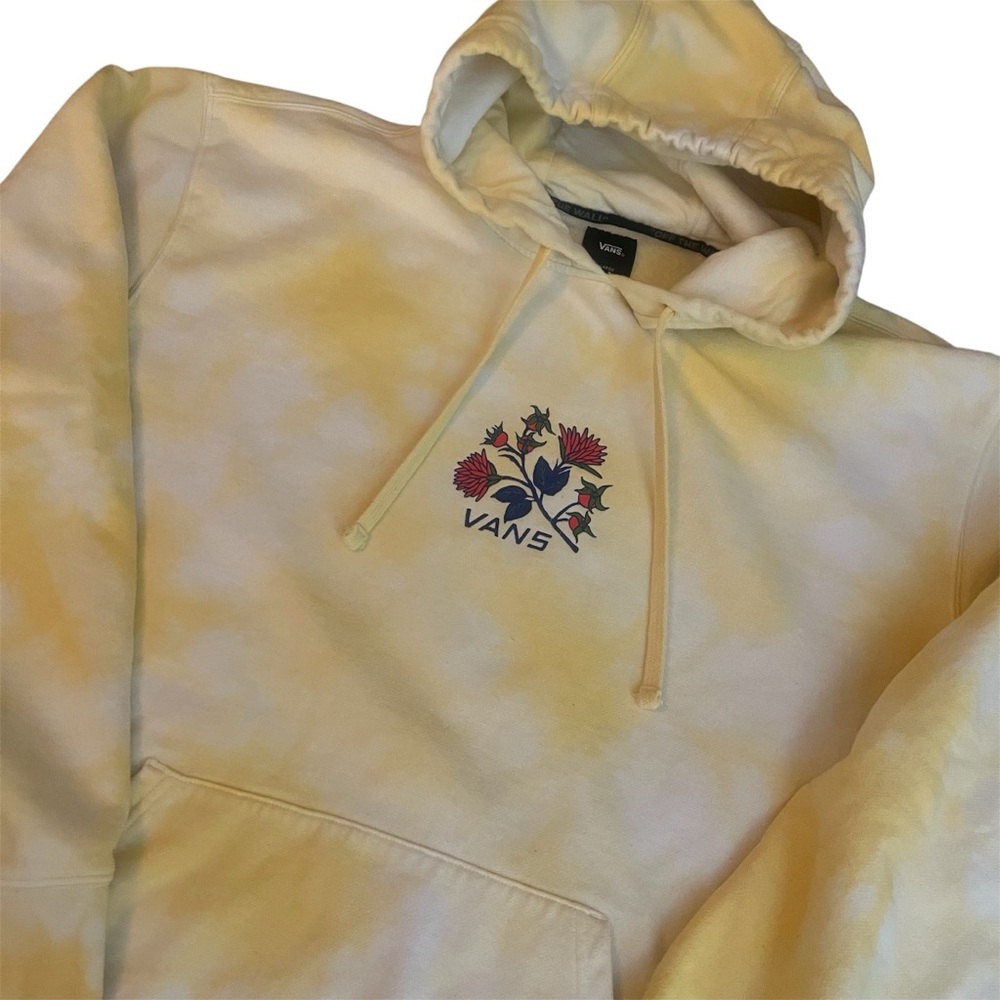 Vans X-Large Tie Dye Yellow/White Hoodie with flowers
